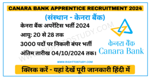 Canara Bank Apprentice Recruitment 2024 in Hindi