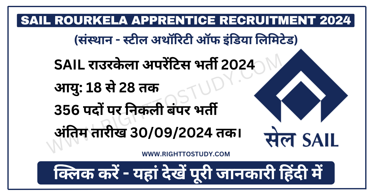 SAIL Rourkela Apprentice Recruitment 2024 in Hindi