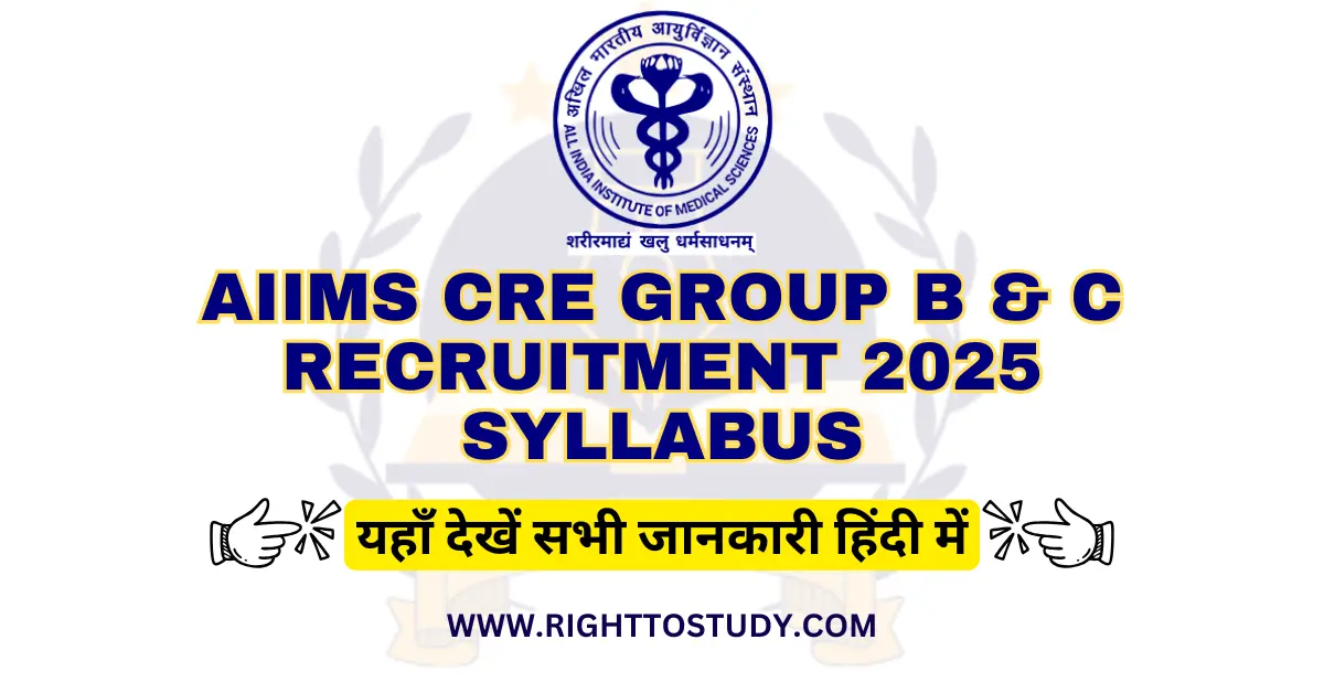 AIIMS CRE Recruitment 2025 Syllabus in Hindi