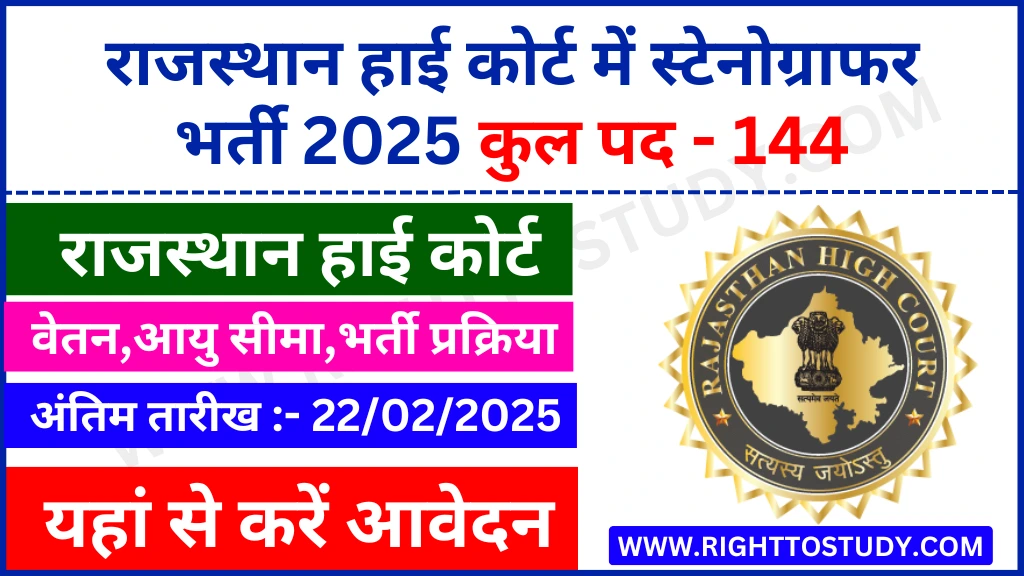 Rajasthan High Court Stenographer Recruitment 2025 in Hindi