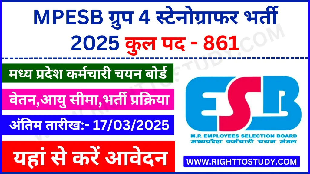 MPESB Group 4 Stenographer Recruitment 2025